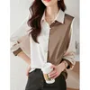 Blouses voor dames elegant chic kantoor dame kraal button up shirt Koreaanse mode patchwork lange mouw pendelen top blouse dames blusas kleding