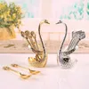 Dinnerware Sets Swan Fruit Fork Storage Kitchen Creative Metal Craft Tableware Silver Spoon Set