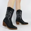 Buty kowbojskie kostki białe buty dla kobiet Cowgirl moda zachodnie buty kobiety haftowane swobodne buty projektanta palców 230403