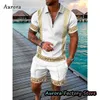 Męskie dresy luksusowe zestaw polo Summer Vintage Tracksuit swobodny stylowy strój męski garnitur koszulki Hawaje w stylu streetwear 230403