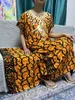 여성용 민족 의류 abayas 2023 두바이 인쇄 꽃 면화 무실름 세트 느슨한 펠트 펠트 족장 아프리카 나이지리아 아플리케 드레스