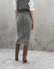 Jupes de haute qualité vêtements en laine femmes sexy évider jupe crayon mode cheville longueur gaine