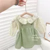 Ensembles de vêtements enfants 2023 printemps automne filles chemise à fleurs avec ceinture jupe ensemble bébé col maillot de corps doux tenue décontractée deux pièces