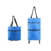 Storage Bags Portable Vegetable Caddy Little Praded House Folding Shopping Hand -Play Cars Light Bringing The Wheel Household Pouch Bag