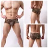 Sous-vêtements Mode Hommes Boxer Gay Sous-vêtements Mâle Culotte Sexy Léopard Imprimer Hommes Taille Basse U-convexe Pénis Poche Homme Boxershort Cueca