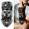 Tijdelijke tatoeages God Cross Lion Tijdelijke tatoeages voor mannen Vrouwen realistische kompas leeuw nep tato's onderarm Jezus Christus dij tattoo sticker Z0403