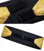 Taillenkette Gürtel Herren Smoking Kummerbund Gelb Seide Paisley Fliege Handerchif Brosche Kette Set Hochzeit Kummerbund Taillenband DiBanGu 230403