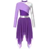 Stage Wear Womens Ballet Tutu Dress Long Sleeve Gymnastics Leotards Figure Skating Teen Lyrical Competition Dance Performance Costume