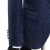 Mäns kostymer blazrar riktiga po 2023 senaste kappbyxa design elegant formell blå dräkt homme 2 bit blommig smoking män kostym set rökning mas