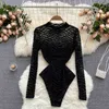 Nxy retro şerit örgü atlayıcıları kadın moda uzun kollu bodycon ince tulumlar yeni sonbahar Kore sokak kıyafeti bodysuit 230328