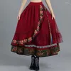 Юбки осенние и зимние, этническая ретро-вышивка, нерегулярная фатиновая большая юбка, женская тонкая модная литературная женская юбка