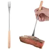 Tools 26.5X1.5X1.5cm Wooden Handle BBQ Fork Roasting Stick Skewer For Camping Picnic Kitchen