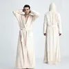 Robes masculinos homens inverno longo plus size com capuz quente flanela roupão tornozelo comprimento coral velo banho robe vestidos sleepwear 231102