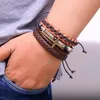 Bracelets de charme Vintage tissé ensemble minimaliste bracelet en cuir croisé hommes plusieurs couches de corde et personnalisé