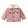 Куртки осень-зима, корейская мода, повседневная одежда для мальчиков и девочек, теплая флисовая верхняя одежда, куртка для младенцев, пальто для малышей, одежда для малышей BC757