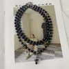 Desginer Viviene Westwoods Empress Dowager Vivian Three Layered Black Crystal tredimensionell Earth Planet CollarBone Necklace Light Luxury Niche Choker