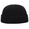 Berets unisex zimowe ciepłe męskie dzianinowe sakulcap swobodne mankiet Brimless Hip Hap Hat Krótki melon żebrbed rybak narciarski Docker Beanie czapki