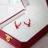 Stud Earrings Vintage Red Antler Are Fashionable And Lovely. They Used As Gifts For Female Girlfriends Christmas Parties