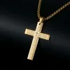 Spirituell metall kristen svart Jesus guldpläterad kedja religiös rostfritt stål män kors hänge halsband smycken för män