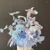 Dekorativa blommor konstgjorda blomsterrad för bröllopsdekoration gifta sig med bågsarrangemang guide väg boll bakgrundsdekor po props