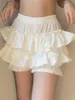 Damen-Shorts, Damen-Lolita-Bloomers, süße Rüschen, Spitzenbesatz, Kürbishose, geschichtete Pettipants