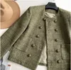 Vestes féminines 2023 Automne hiver O-LECK HEPPUR HEUND-TEND PAUTES DOUBLE BOSTES GOLDNES Veste en tweed pour femmes Chamarras de Mujer