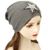 BeanieSkull Caps Geebro Women Slouchy Rhinestones Shining Star Ribbed Beanies Soft Fashion Ladies Stretch Skullies Hat Bonnet Femme Cap 230403