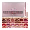 Lip Gloss 12 Pçs/caixa Matte Batom Líquido Conjunto À Prova D 'Água de Longa Duração Veludo Mate Nu Vermelho Lint Tubo Maquiagem Cosméticos Lipgloss