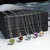 Chains 925 Silver Natural 6mm Amethyst/Blue Topaz/Garnet/Peridot/Citrine Semi-precious Stone Bubble Pendant Solitaire Necklace Bijoux