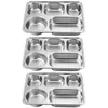 Dinnerware Sets Metal Divided Plate Compartment Fast Stainless Steel Serving Tray Plates Dividers Adults