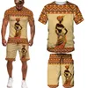 Herrespår man sommar kortärmad afrika tryck teesshortssuits folk-custom t short shorts spårdräkt set afrikanska kläder för män överdimensionerad 230403