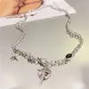 Girocollo Punk Splice Star Collana per uomo Donna Hip Hop Nero Zircone Ciondolo Collare Catena Gioielli maschili Kpop Street Party Accessori