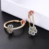 Boucles d'oreilles créoles SENYU fleur de luxe pour femmes couleur Zircon rond plaqué or bijoux en gros brésil espagne