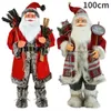 Décorations de Noël 100cm Big Santa Claus Doll Enfants Cadeau de Noël Arbre Navidad Accueil Fournitures de fête de mariage Ornements en peluche 231102