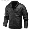 Jaqueta masculina de couro tática de veludo, casaco de lã à prova de vento com capuz quente para motocicleta, moda casual militar pu, casaco q231103