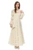 Women's Runway Dresses O Neck Long Sleeves Tiered Ruffles Elegant Princess Vestidos Party Prom Gown