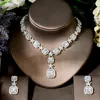 Necklace Earrings Set Fashion Shiny African White Cubic Zirconia Bridal Jewelry For Women Wedding Evening Party Dress Accessories N-1833