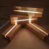 Night Lights LED Wood Display Base Night Light USB Cable Switch Rectangle DIY Led Night Lamp Acrylic Crystal Lighted Base Stand For Resin Art P230331
