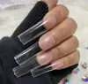 240pcsset xxl Square Full Cover Clear Press On False Nail Tips Extra långa naglar rak form Fake Manicure Tool4024398