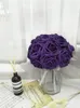 Fleurs décoratives D-Seven Artificielles 25pcs Roses Violet Foncé Avec Tige Pour DIY Centres De Mariage Bouquets Arrangements Décor De Fleurs