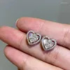 Orecchini a bottone CAOSHI Dainty Heart Lady Gioielli da cerimonia di matrimonio romantico con zirconi abbaglianti Accessori per amore femminile grazioso regalo