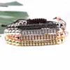 Charm Bracelets 2023 Fashion Men Braided Bracelet Cz Long Tube Braiding Macrame Bangles For Women Jewelry Dropship
