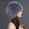 BERETS REAL FOX FUR HAT C Vinter Varma kvinnors hattar gåva BERET De ursprungliga färgmösshattarna för Womenl231103