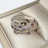 Solitaire Ring äkta S925 Stamp Silver Color Rings för kvinnor ihåliga förlovningsring Bijoux Bague Gift Sterling Plata Bröllopsmycken 230403