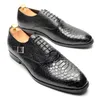 Scarpe eleganti da uomo in pelle di mucca fatte a mano Oxford serpenti stampa banchetto cerimonia matrimonio fibbia con lacci Calzature da ufficio aziendali maschili