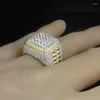 Cluster Rings Men's Hip Hop Ring Aggressive Personality Full Diamond For Man 18K Gold 7-12 Size Fashion Jewelry