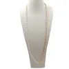 Chains 80 Cm NATURE FRESHWATER PEARL LONG NECKLACE-stainless Steel Chain With 18 K Gold Plating Rice Shape