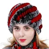 Beanie/Skull Caps Women's Natural Rex Rabbit Fur Hat Hand Sticke Cap Winter Soft Warme Headwear Lady 100%äkta päls Skull Cap Factory Wholesale 231102