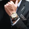Relógios de pulso masculino de moda de moda de fino masculino, dual calendário metal strap esportes quartzo de luxo de luxo para homens relógios de presente