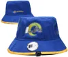 Nowy projektant England Los Angeles Bucket LAC dla kobiet beczki Baseball Baseball Fisherman Singe Football Bady Men Sun Cape Caps Wide Brim Hat
